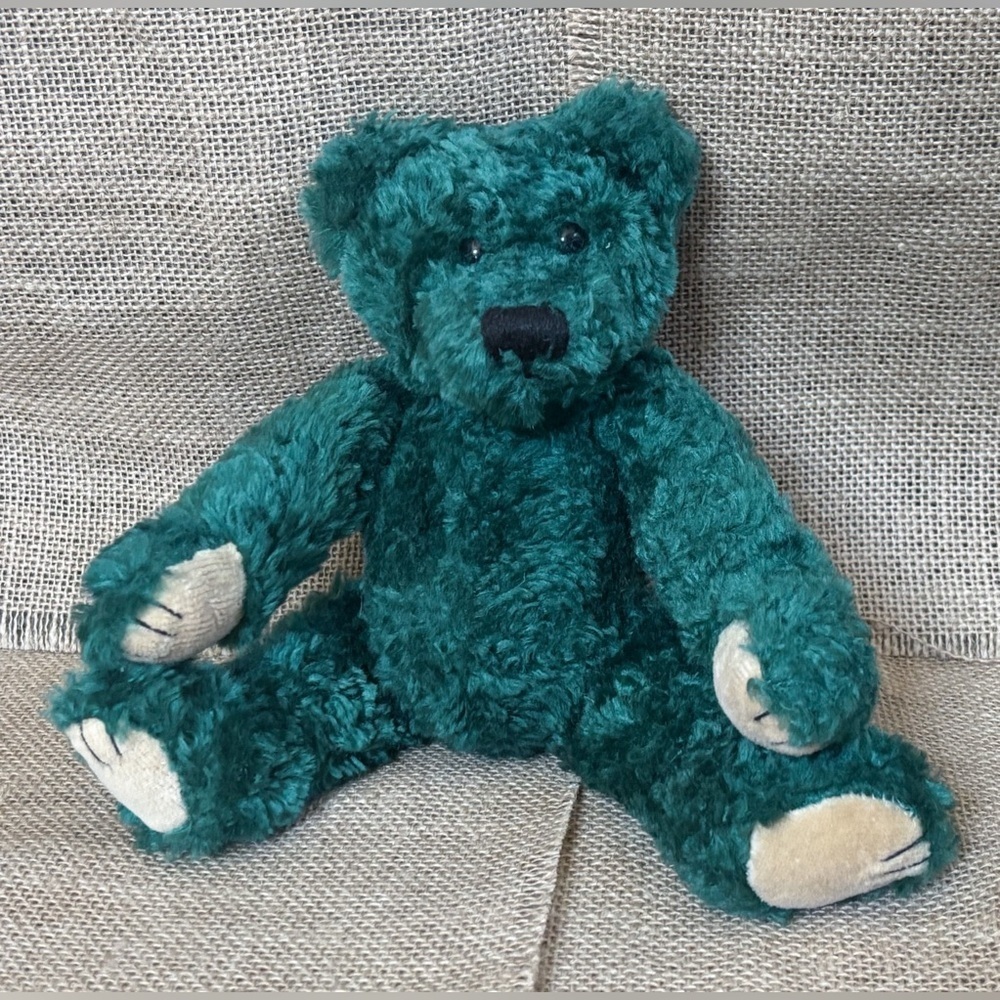 Boyds Green Jointed Shaker Teddy Bear Hard Plush Stuffed Animal Goblin Core READ